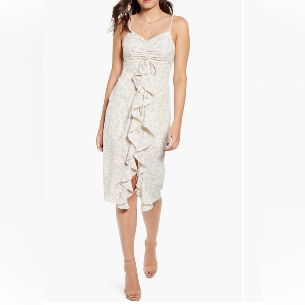 Endless Rose Scatter Dot Ruffle Front Dress